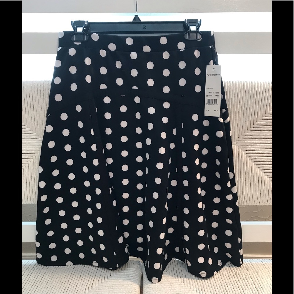 NY Collection Polka Dot Fit ‘N Flare Skirt